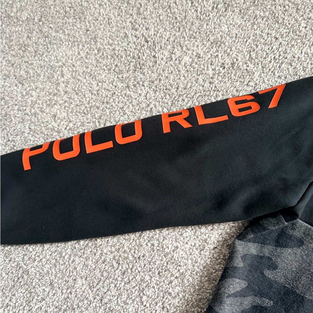 Ralph Lauren Black Hoodie with Orange Polo 67 Logo Camo - Picture 4 of 5